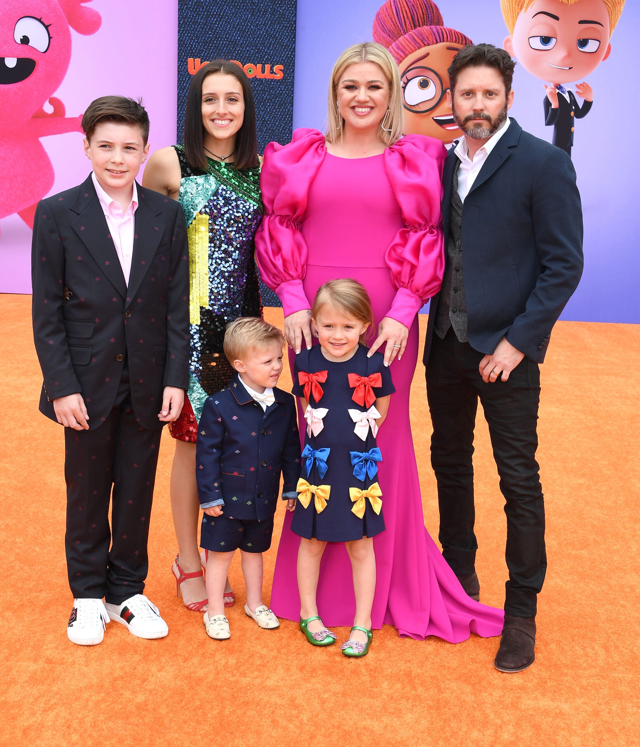 Seth Blackstock, Remington Blackstock, Savannah Blackstock, Kelly Clarkson, River Blackstock, and Brandon Blackstock at the World Premiere of "UglyDolls" on April 27, 2019, in Los Angeles, California | Source: Getty Images