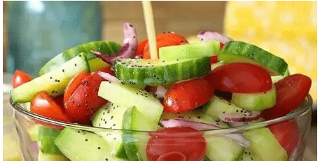 Tomatoes and cucumbers should never be paired in a salad, in case you didn’t know.